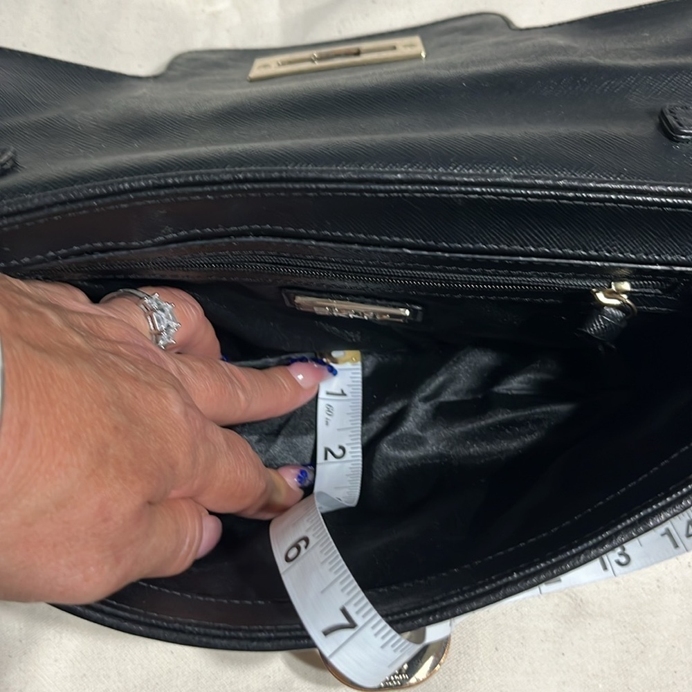 DKNY Black Leather/Black Canvas Shoulder Clutch - Picture 7 of 9